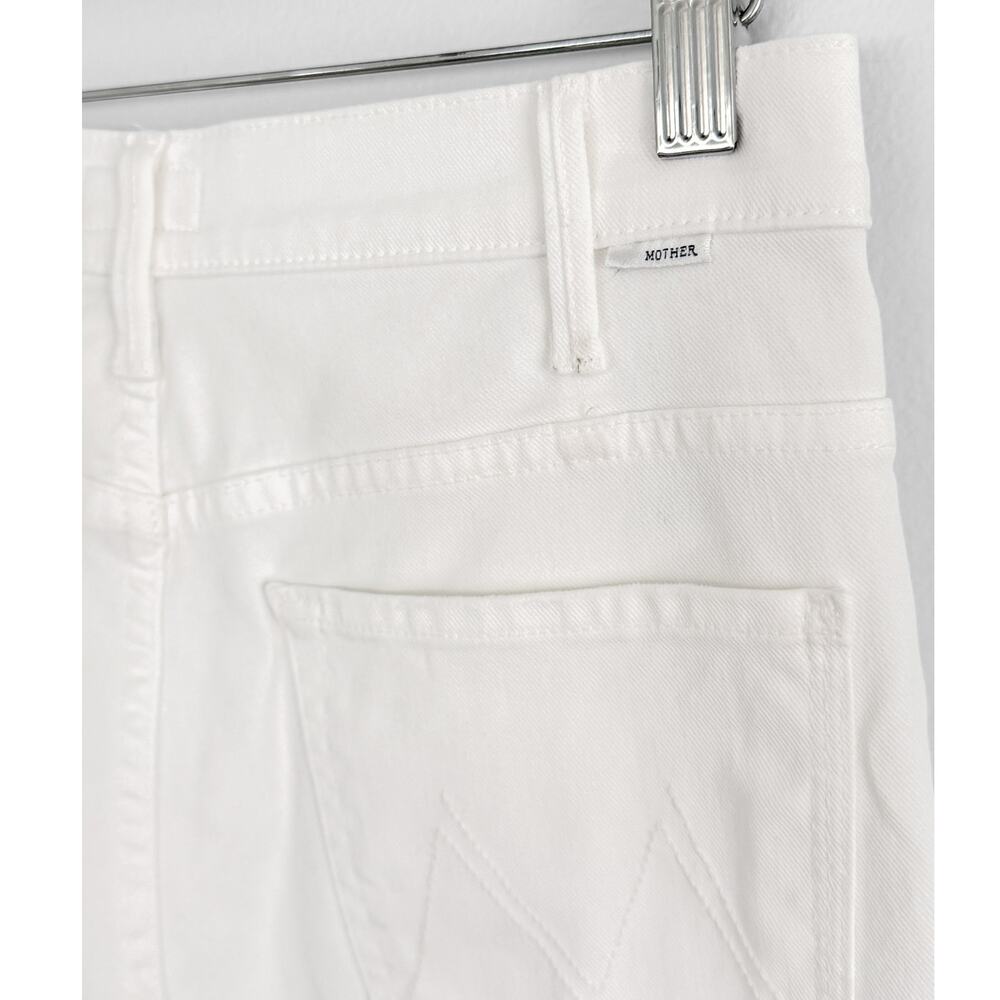 MOTHER The Hustler Ankle Fray Jeans in Glass Slipper White Cropped Denim - Picture 9 of 11